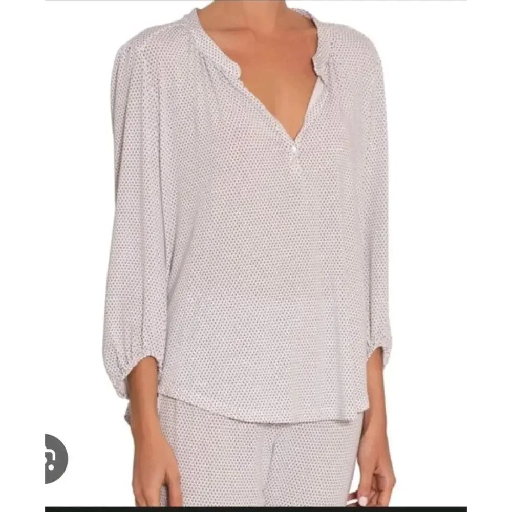 Eberjey Pink Dot Modal Pajama Set Small - Picture 3 of 15